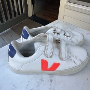 Veja Kids Sneakers with White and Neon Orange Accents